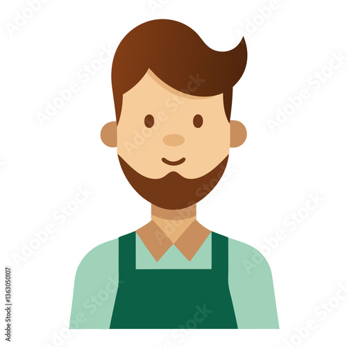 vector cartoon illustration of a man with a beard wearing an apron
