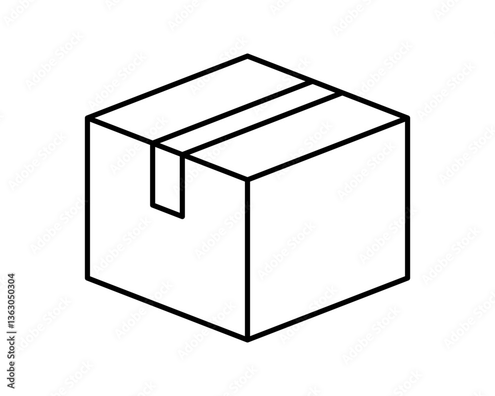 postal parcel box outline, carton shipping box line, brown corrugated box, cardboard postage box for transportation postal parcel box outline, carton shipping box line, brown corrugated box, cardboard postage box for transportation