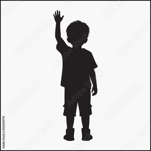 baby boy waving hand  silhouette
