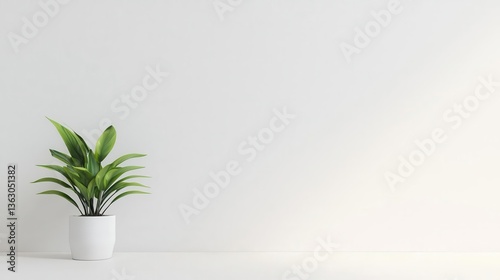 Tranquil office scene showcasing a light desk, a small plant, and an inviting atmosphere, designed for focused productivity.