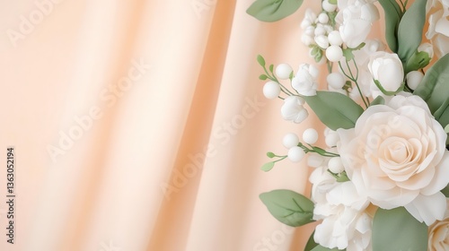 Neutral-toned garlands drape softly across a clean surface, inviting a sense of warmth and tranquility into the festive scene.