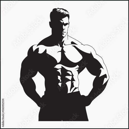 male body builder silhouette, strong gym man