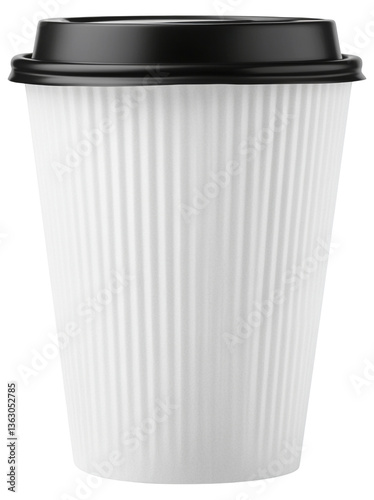 Sleek White Disposable Coffee Cup with Black Lid - Minimalist Design