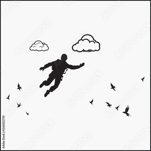man skydiving  silhouette