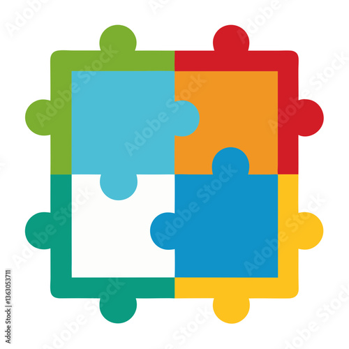 A Colorful Puzzle of Four Pieces Interlocked Together Vector Illustration