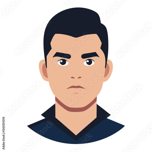 a stylized cartoon portrait of a man. He has a serious expression on his face vector illustration