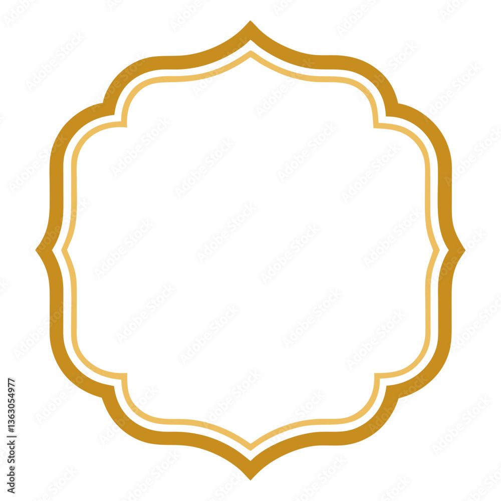 An elegant gold ornate frame with a blank interior, ready for your custom content, vector illustration An elegant gold ornate frame with a blank interior, ready for your custom content, vector illustration