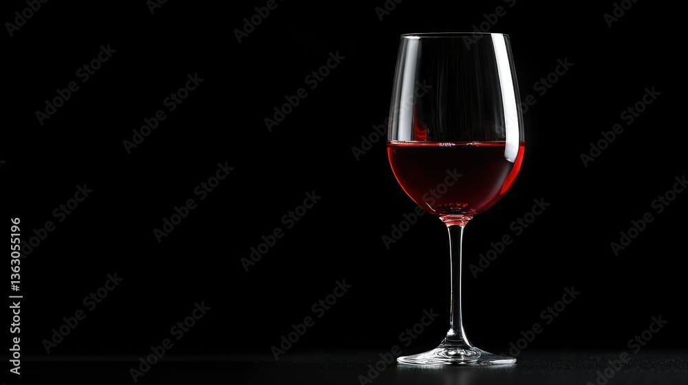 Elegant Red Wine Glass on Black Background: A Study in Contrast Elegant Red Wine Glass on Black Background: A Study in Contrast