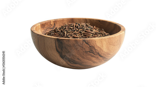 Organic Dried Herbs in Wooden Bowl, High Quality Culinary Ingredient