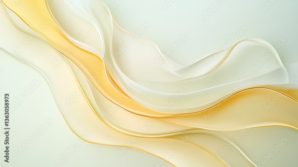 Obraz premium Fluid Gold and Ivory Abstract Digital Painting AI Generated