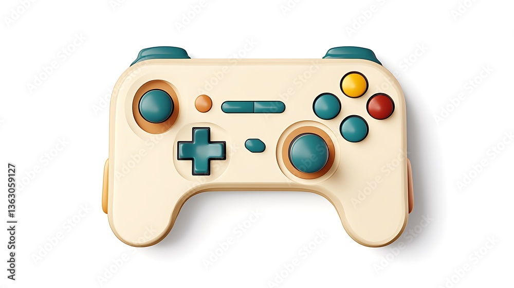 Creamy Retro Game Controller: A Detailed 3D Render AI Generated Creamy Retro Game Controller: A Detailed 3D Render AI Generated