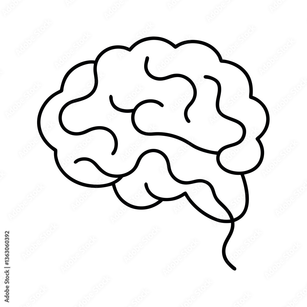 Simple Line Art Illustration of a Human Brain Simple Line Art Illustration of a Human Brain