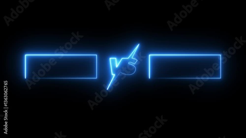 neon Verses 3D text pink and blue Game Play, and fight scene concept Motion graphics Animation 4k. Abstract neon verses animated isolated on black background. 