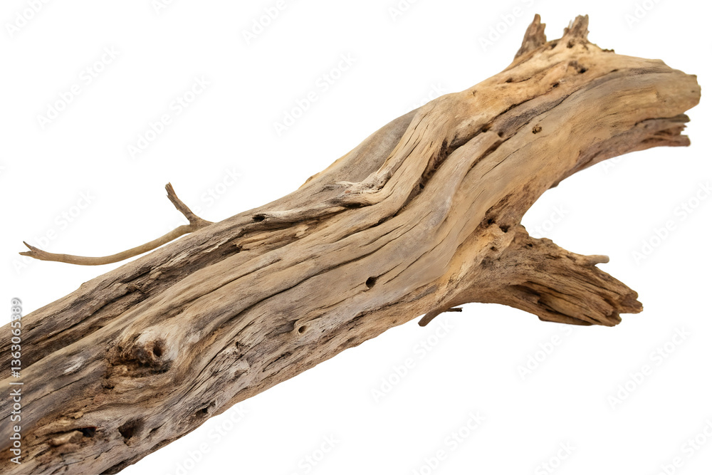 Fototapeta premium Piece of Natural Driftwood on a Plain Background.