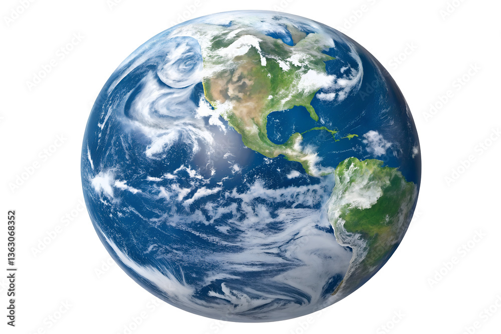 Satellite View of the Earth with Clouds Over the Americas. Satellite View of the Earth with Clouds Over the Americas.
