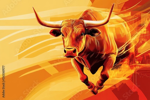 Bullish symbols on stock market vector illustration. vector Forex or commodity charts, on abstract background. The symbol of the the bull. The growing market.
