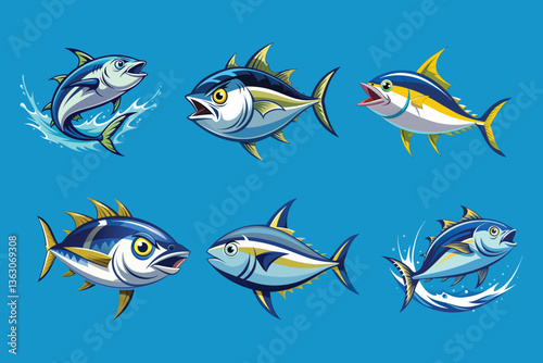 Tuna Fish Designs Ocean Wildlife, Tuna Fish Vector Illustration, Vector Illustration Of Tuna Fish