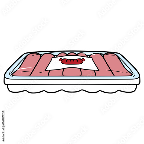 sausage pack illustration hand drawn isolated vector