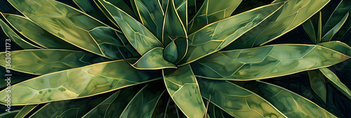Obraz na płótnie Detailed Botanical Illustration of a Yucca Plant with Lush, Green, Spear-Like Leaves w salonie