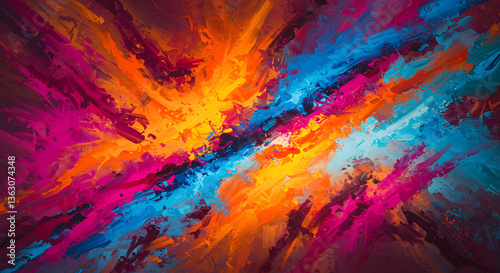 Wallpaper Mural Explosive Symphony: A vibrant explosion of colorful abstract art bursting with energy, creating a mesmerizing display of artistic expression. Torontodigital.ca