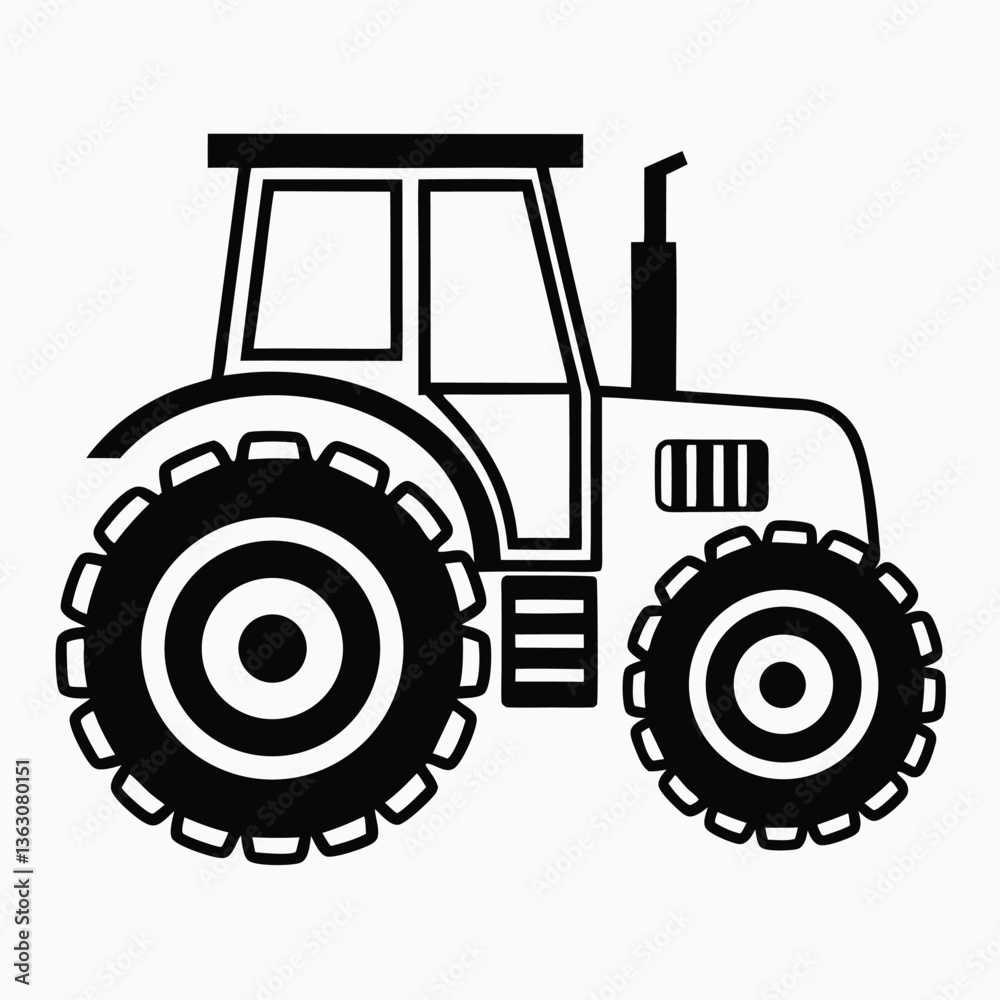 tractor silhouette vector illustration, Tractor icon, Vector art, white background. tractor silhouette vector illustration, Tractor icon, Vector art, white background.