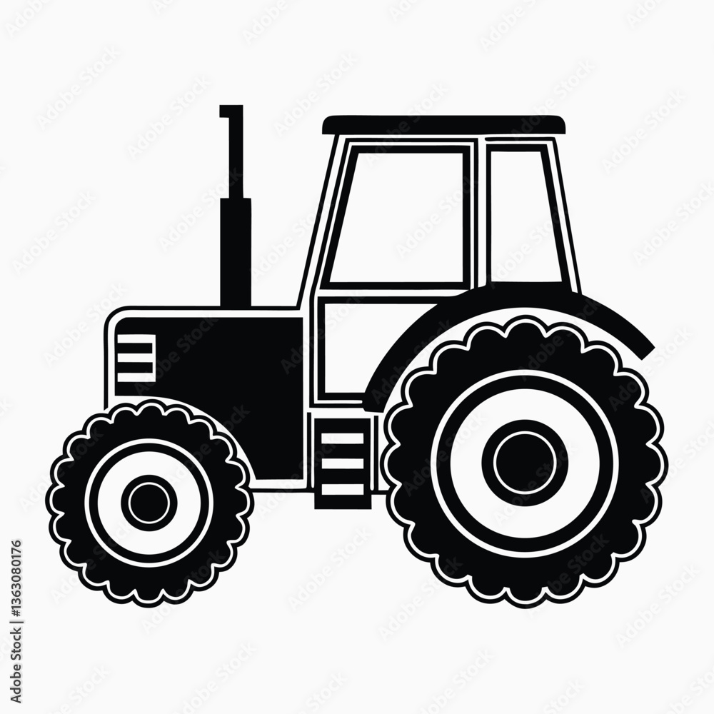 Obraz premium tractor silhouette vector illustration, Tractor icon, Vector art, white background.