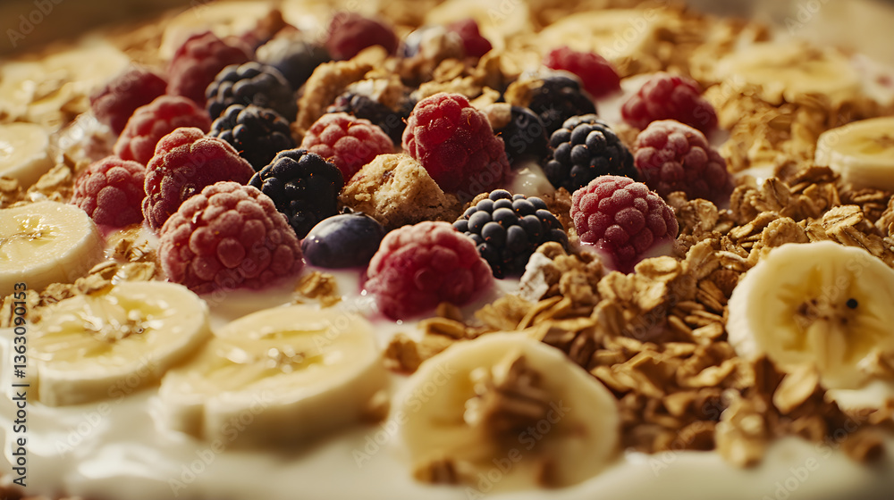 A Tempting and Healthy Yogurt Delight with Fresh Fruits and Crunchy Granola for a Nutritious Snack or Breakfast A Tempting and Healthy Yogurt Delight with Fresh Fruits and Crunchy Granola for a Nutritious Snack or Breakfast