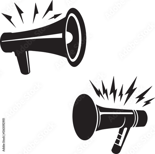 Megaphone with Sound waves silhouette