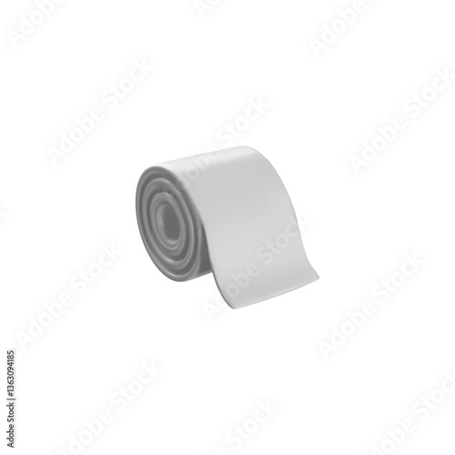 Toilet paper 3D plastic cartoon style vector icon, soft white hygiene tissue roll for bathroom or lavatory, roll napkin