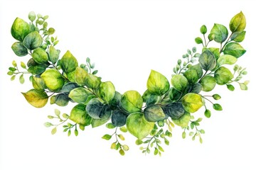 An enchanting watercolor border featuring eucalyptus branches, set against a clear background
