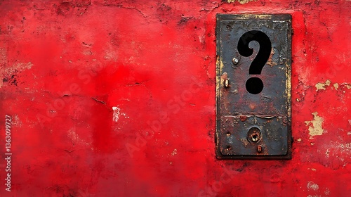 Rusty Metal Box with Question Mark: A Close-Up Image AI Generated