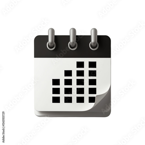 Calendar Icon with Event Markers Isolated on Transparent Background