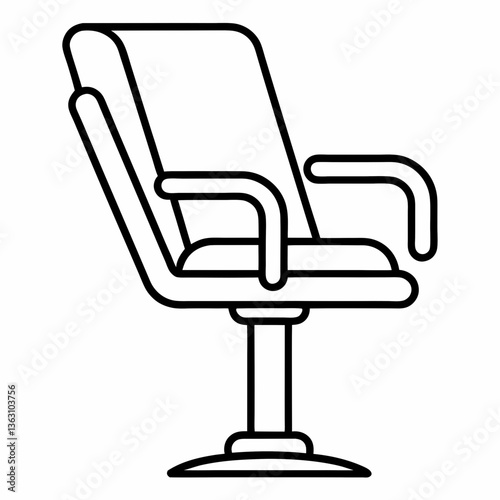 Black ergonomic office chair icon with wheels and armrests
