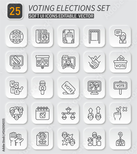 Diverse voting and election icon collection showcasing democratic process elements