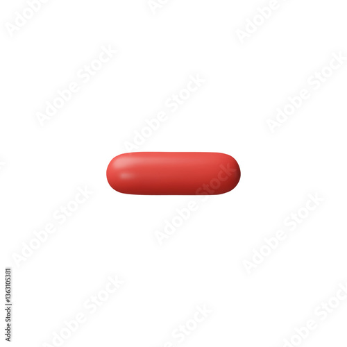 Minus Math operation 3D plastic style vector icon, mathematic red symbol, arithmetic subtraction, deduction formula mark