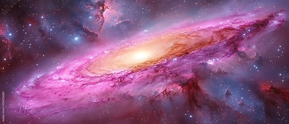 Fototapeta premium Pink Spiral Galaxy in Space. (1)