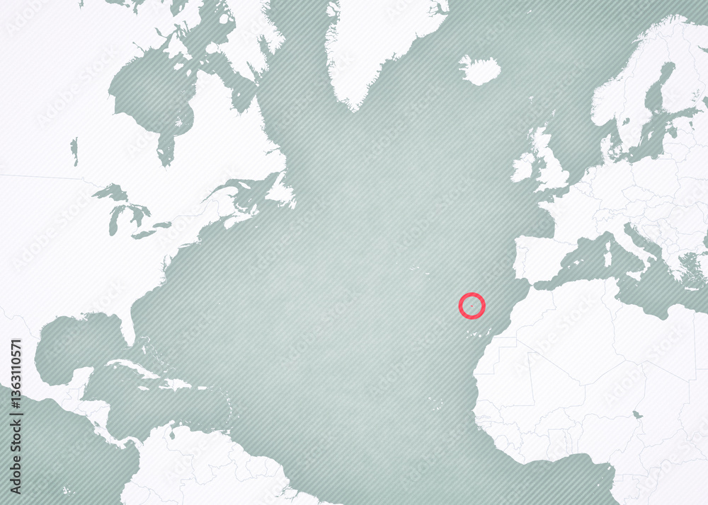 Fototapeta premium Map of North Atlantic Ocean - Madeira