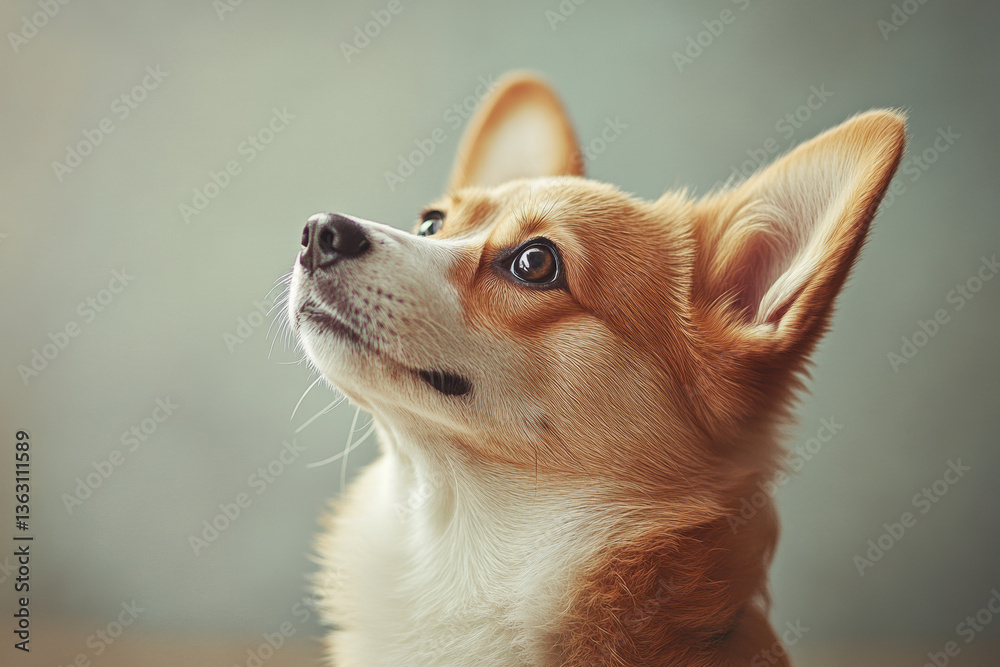 Obraz premium Small dog gazing upward in wonder.
