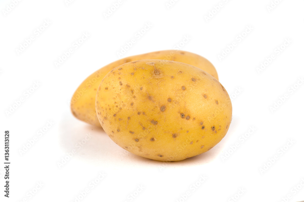 raw potatoes on white background raw potatoes on white background