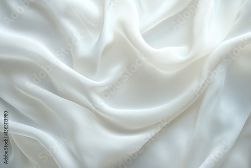 Elegant white silk fabric texture background with smooth and delicate appearance, ideal for luxury design projects or fashion concepts.