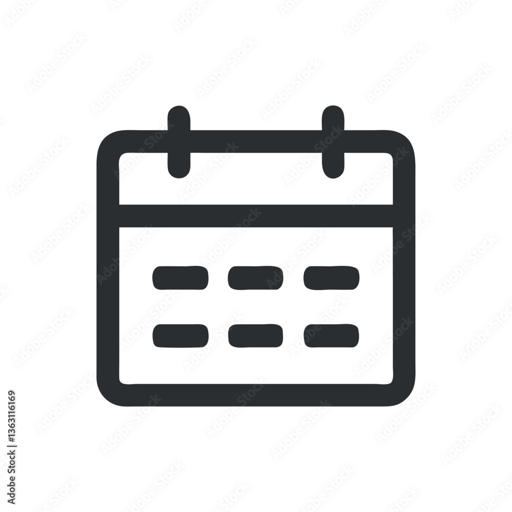Calendar icon with simple grid layout for organizing days, ideal for task scheduling and event planning Calendar icon with simple grid layout for organizing days, ideal for task scheduling and event planning