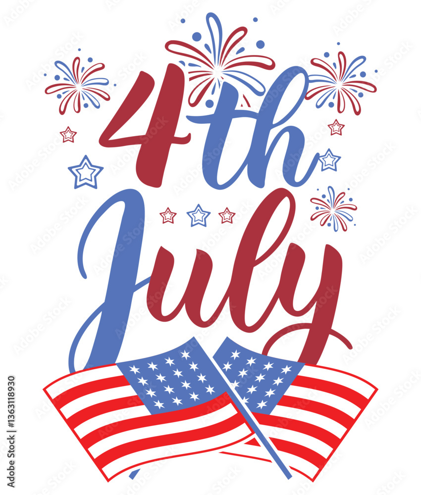 Fototapeta premium 4th july typography design