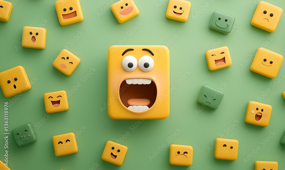 Colorful Collection of Emoji Faces Showing Laughing and Shocked Expressions Colorful Collection of Emoji Faces Showing Laughing and Shocked Expressions