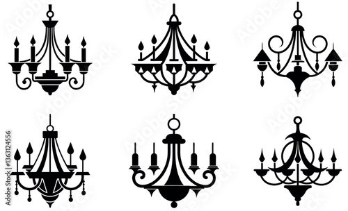 A sophisticated silhouette of a decorative chandelier.