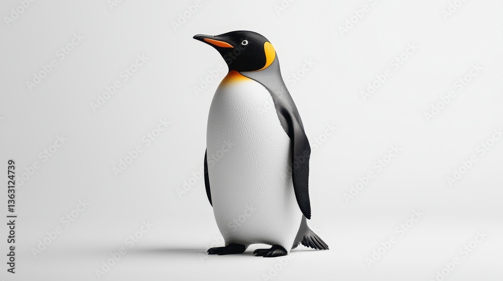 Fototapeta premium Pixelated King Penguin on White Background