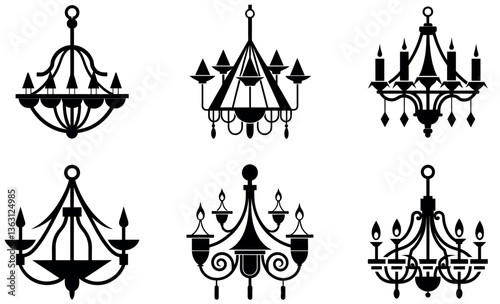 A sophisticated silhouette of a decorative chandelier.