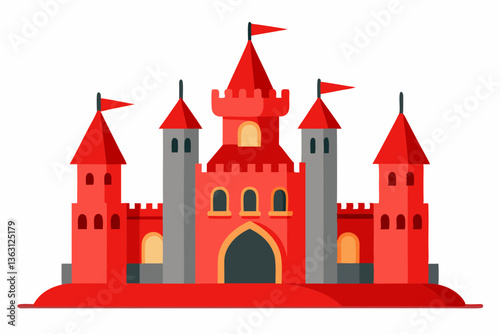  red rock castle on white background