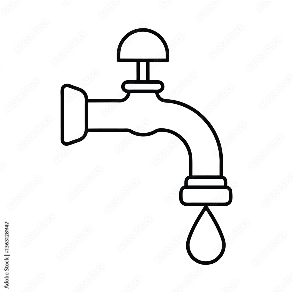 faucet with water drop Icon Coloring page white background faucet with water drop Icon Coloring page white background