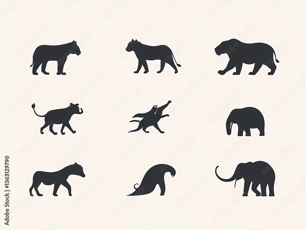 Naklejka premium Animal silhouette minimalist vector logo design