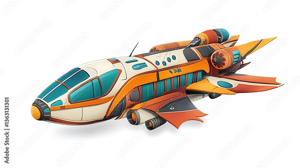 Stylized Spaceship Design: A Vibrant 3D Render AI Generated Stylized Spaceship Design: A Vibrant 3D Render AI Generated